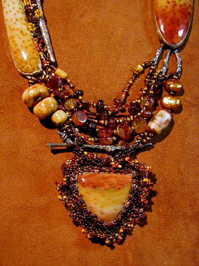 Detail of fossil palm necklace