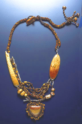 Detail of fossil palm necklace