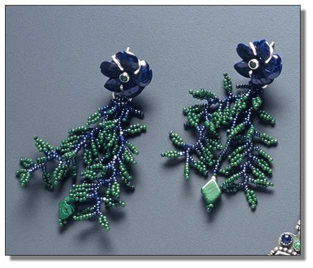 Lapis flower earrings