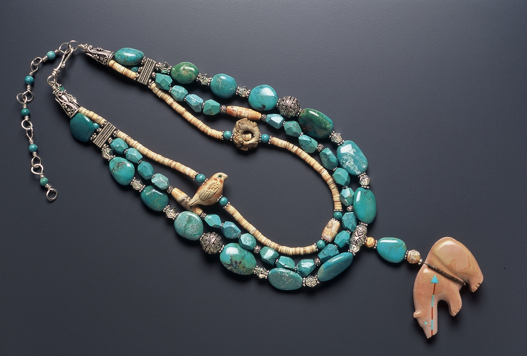 Detail of Dolomite Medicine Bear Necklace