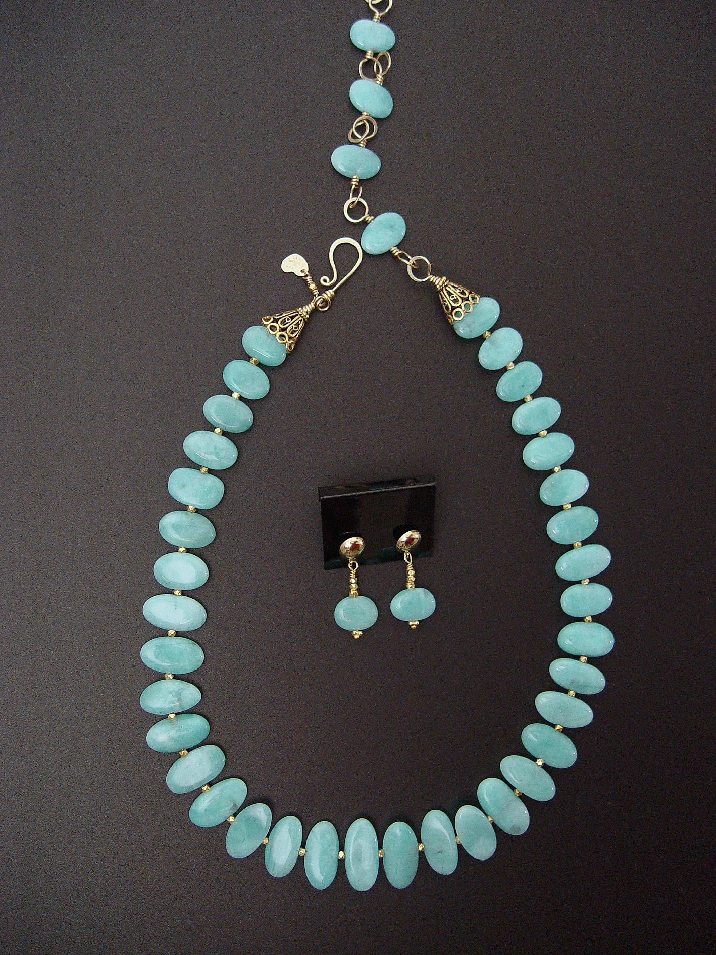 Detail of Amazonite Necklace and Earrings