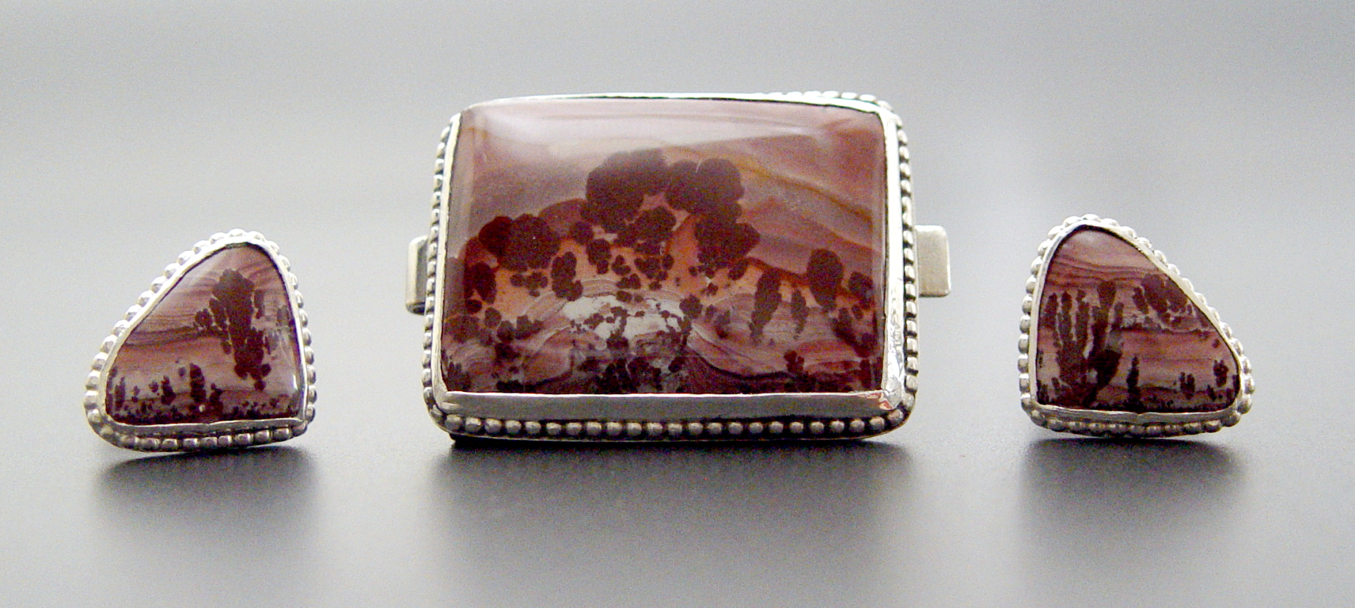 Detail of Piñon and Saguaro Tie Bar Set