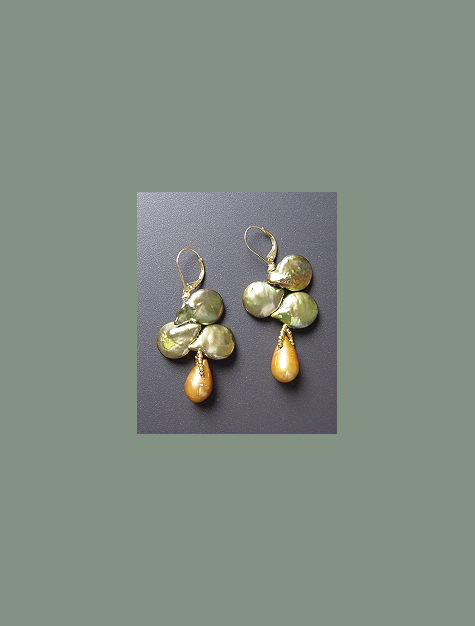 Green and Gold Earrings