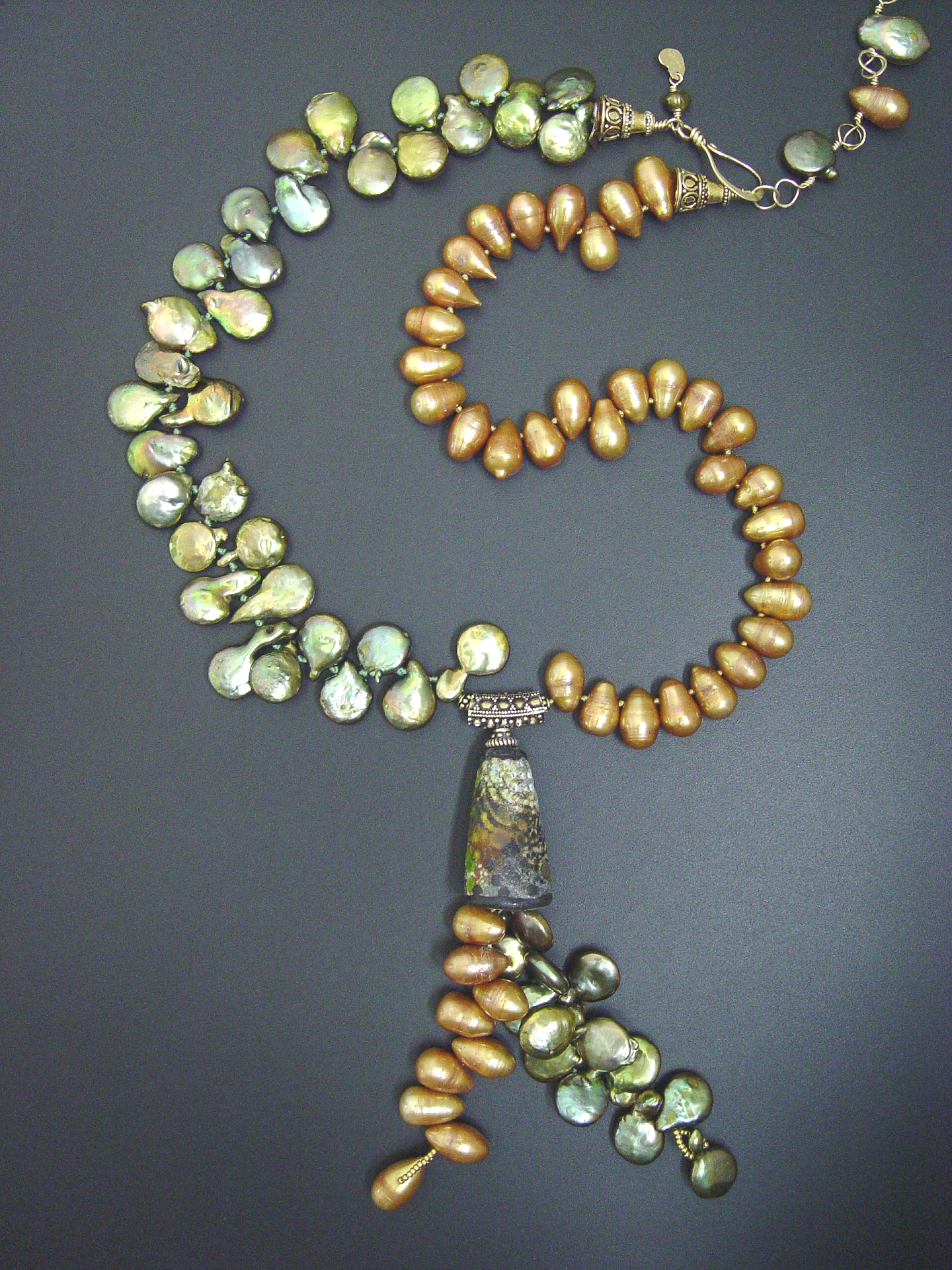 Detail of Green and Gold Necklace