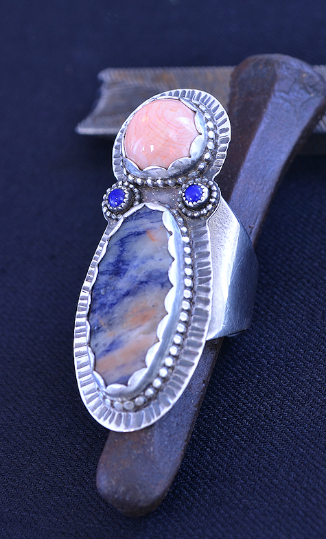 Sodalite and Mexican Opal Ring